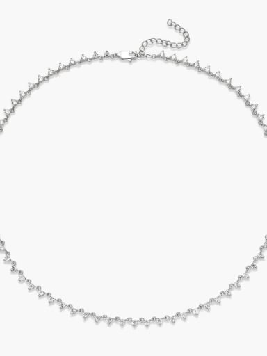 White 925 Sterling Silver Cubic Zirconia White Minimalist Necklace
