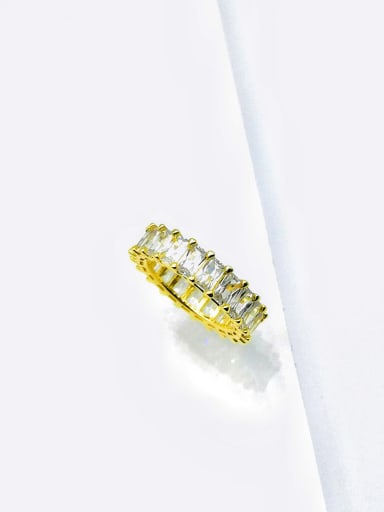yellow 925 Sterling Silver Cubic Zirconia White Minimalist Band Ring