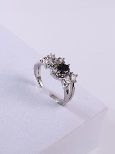 925 Sterling Silver Cubic Zirconia Black Minimalist Band Ring