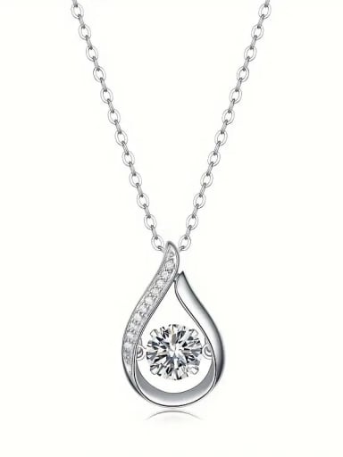 925 Sterling Silver Moissanite White Minimalist Lariat Necklace