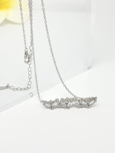 925 Sterling Silver Cubic Zirconia White Minimalist Bib Necklace