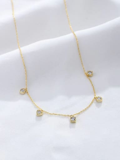 Yellow 925 Sterling Silver Cubic Zirconia White Minimalist Link Necklace