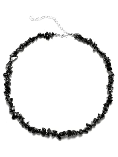 Black Brass Crystal Irregular Minimalist Cuban Necklace