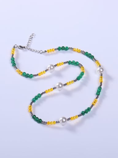Stainless steel Crystal Multi Color Minimalist Beaded Necklace