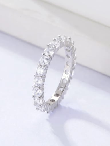 925 Sterling Silver Cubic Zirconia Multi Color Minimalist Band Ring