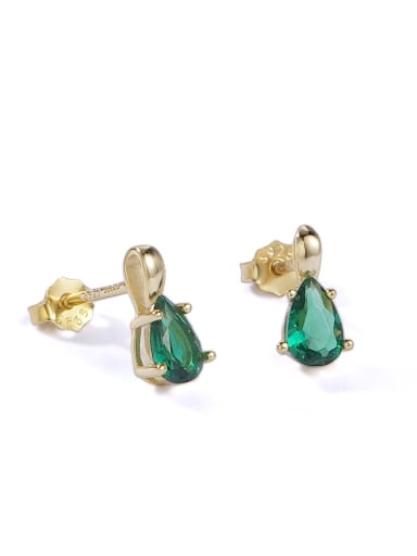 925 Sterling Silver Cubic Zirconia Green Minimalist Stud Earring