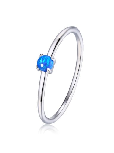 White 925 Sterling Silver Synthetic Opal Multi Color Minimalist Band Ring