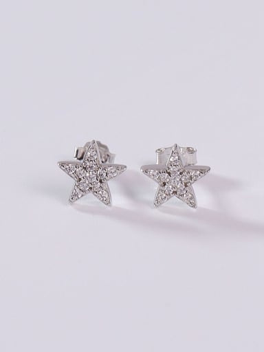 925 Sterling Silver Cubic Zirconia White Star Minimalist Stud Earring
