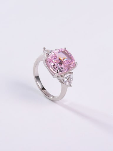 925 Sterling Silver High Carbon Diamond Pink Minimalist Band Ring