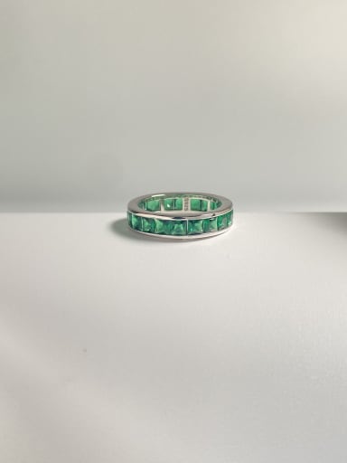 925 Sterling Silver Cubic Zirconia Green Minimalist Band Ring