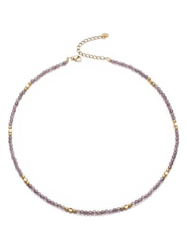 Purple Brass Crystal Round Minimalist Cuban Necklace