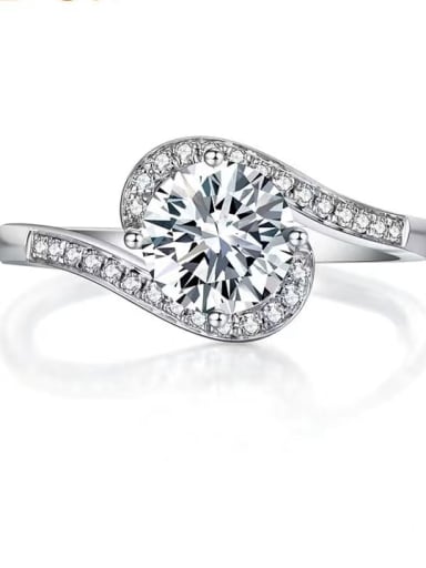 925 Sterling Silver Moissanite White Minimalist Engagement Ring