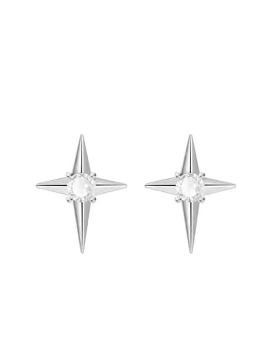custom 925 Sterling Silver Cubic Zirconia White Minimalist Stud Earring
