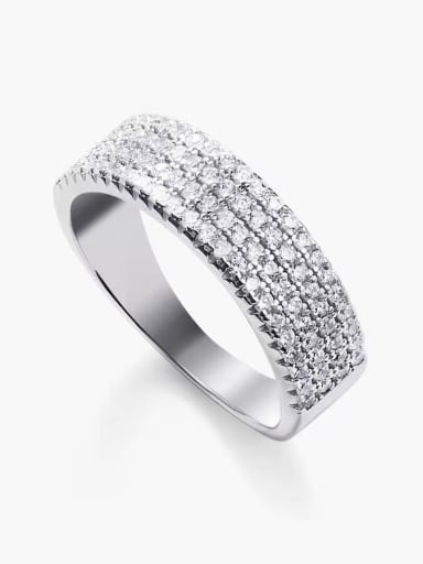 925 Sterling Silver Cubic Zirconia Gray Minimalist Band Ring
