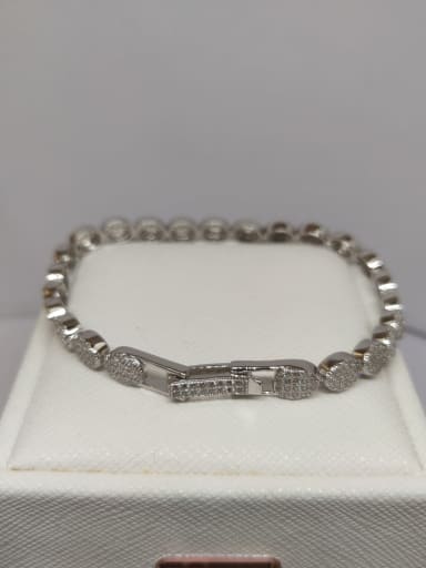 925 Sterling Silver Cubic Zirconia White Minimalist Link Bracelet