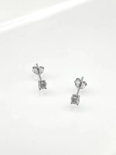 White 925 Sterling Silver Cubic Zirconia Black Minimalist Stud Earring