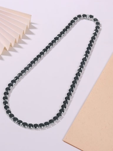 Black 4.0 40cm 925 Sterling Silver Moissanite Black Minimalist Cuban Necklace