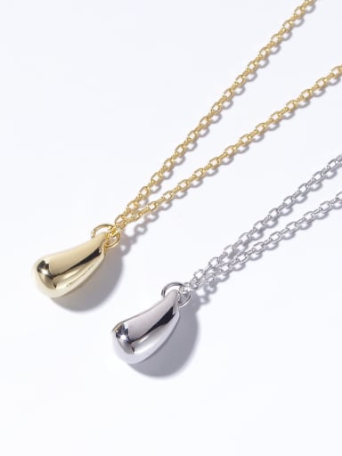 925 Sterling Silver Water Drop Minimalist Initials Necklace