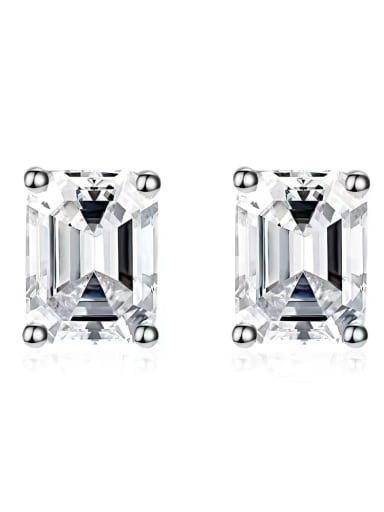 925 Sterling Silver High Carbon Diamond White Minimalist Stud Earring