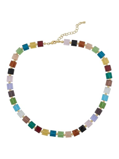 Brass Crystal Irregular Minimalist Cuban Necklace