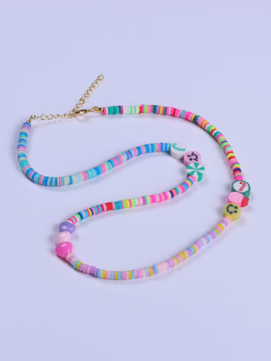 Stainless steel Glass beads Multi Color Minimalist Lariat Necklace