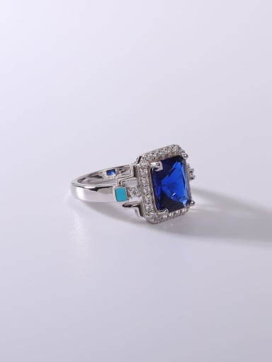 White 925 Sterling Silver Cubic Zirconia Blue Minimalist Band Ring