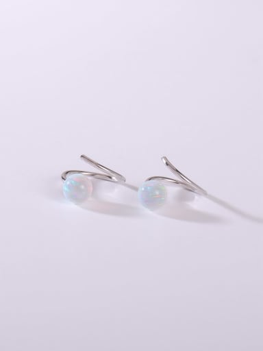 925 Sterling Silver Synthetic Opal Multi Color Minimalist Hoop Earring
