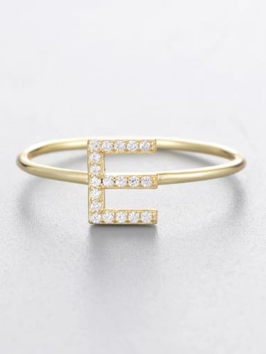 Yellow-e 925 Sterling Silver Cubic Zirconia White Letter Minimalist Band Ring