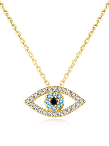 Yellow 925 Sterling Silver Cubic Zirconia Multi Color Evil Eye Minimalist Lariat Necklace