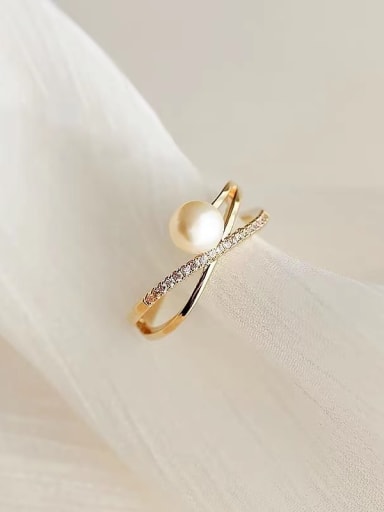 925 Sterling Silver Freshwater Pearl Beige Minimalist Band Ring