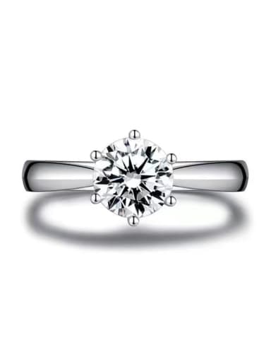 925 Sterling Silver Moissanite White Minimalist Band Ring
