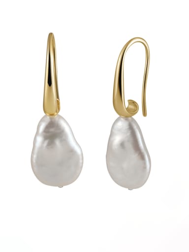 925 Sterling Silver Freshwater Pearl White Tila Bead Oval Minimalist Single Earring