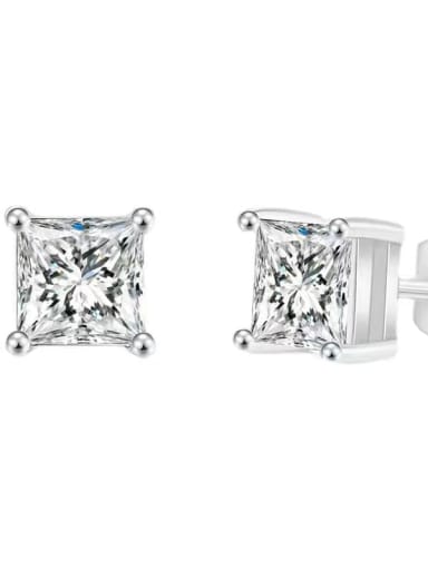 ??5mm 925 Sterling Silver High Carbon Diamond White Minimalist Stud Earring