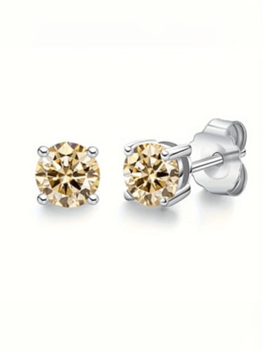 925 Sterling Silver Moissanite Multi Color Minimalist Stud Earring