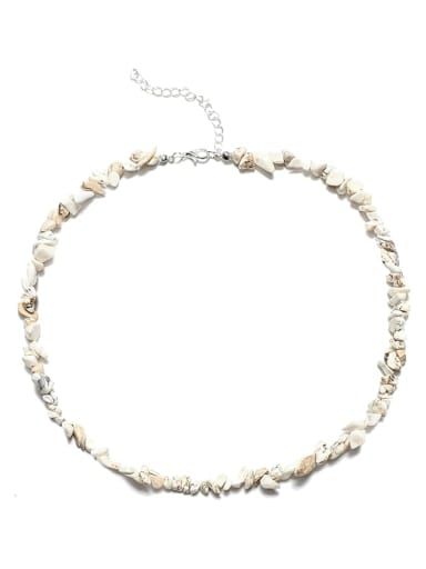 White Brass Crystal Irregular Minimalist Cuban Necklace