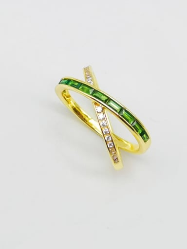 925 Sterling Silver Cubic Zirconia Green Dainty Band Ring
