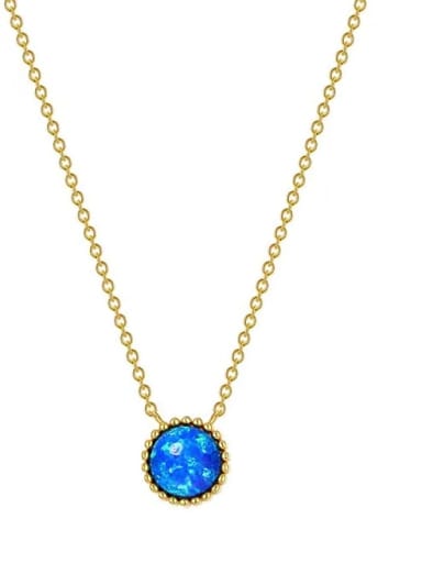 925 Sterling Silver Synthetic Opal Blue Minimalist Lariat Necklace