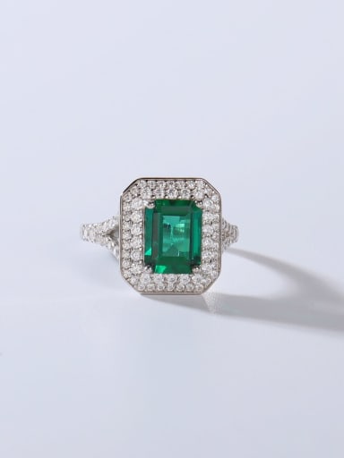 925 Sterling Silver Cubic Zirconia Green Minimalist Band Ring