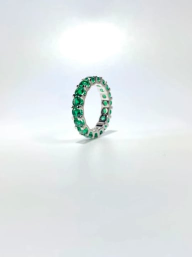 Green 925 Sterling Silver Cubic Zirconia Multi Color Minimalist Band Ring