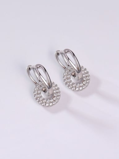925 Sterling Silver Cubic Zirconia White Minimalist Drop Earring