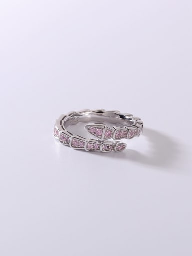 Pink 925 Sterling Silver Cubic Zirconia Multi Color Snake Minimalist Band Ring