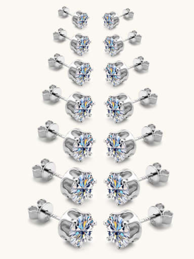 925 Sterling Silver Moissanite White Minimalist Stud Earring