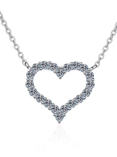 custom 925 Sterling Silver Moissanite White Heart Minimalist Lariat Necklace