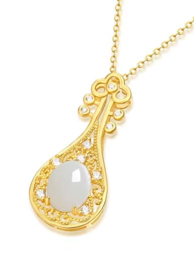 925 Sterling Silver Jade White Minimalist Lariat Necklace
