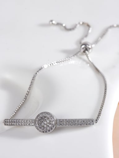 925 Sterling Silver Cubic Zirconia White Minimalist Adjustable Bracelet