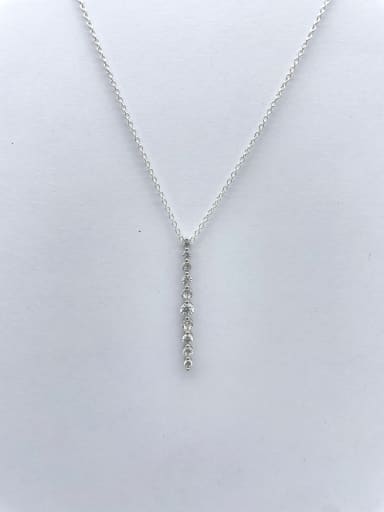 925 Sterling Silver Cubic Zirconia White Lariat Necklace