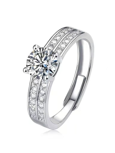 925 Sterling Silver Moissanite White Dainty Band Ring