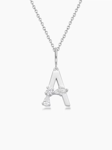 White a 925 Sterling Silver Cubic Zirconia White Minimalist Initials Necklace