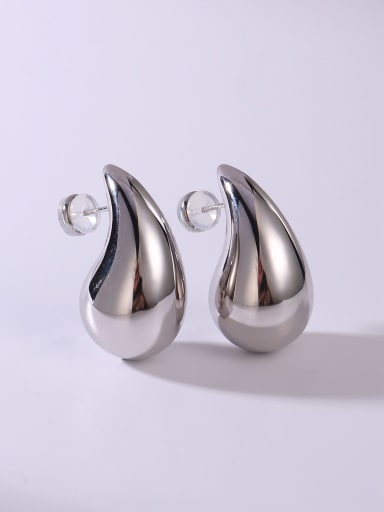 White 17*34 Brass Water Drop Minimalist Stud Earring