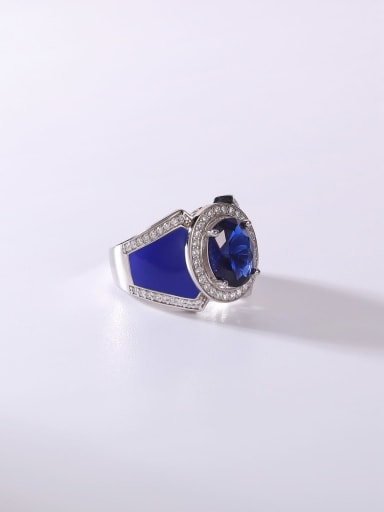 925 Sterling Silver Silicon Cubic Zirconia Blue Minimalist Band Ring